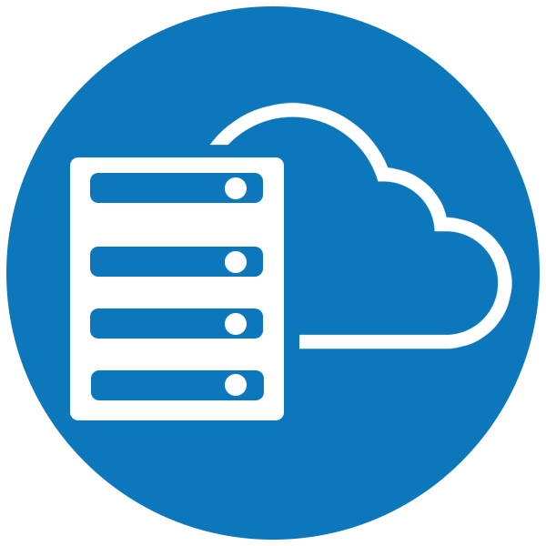 cloud with server icon depicting private cloud hosting service